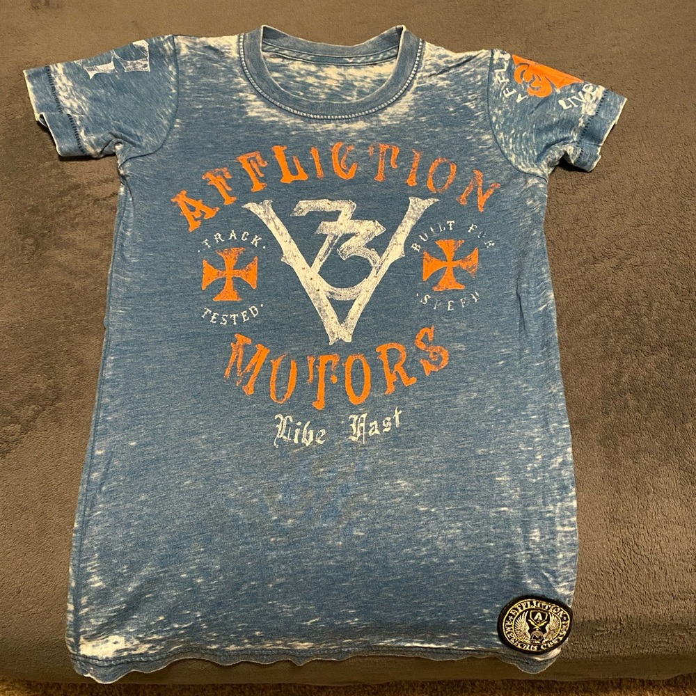 Affliction brand bling burnout logo tee